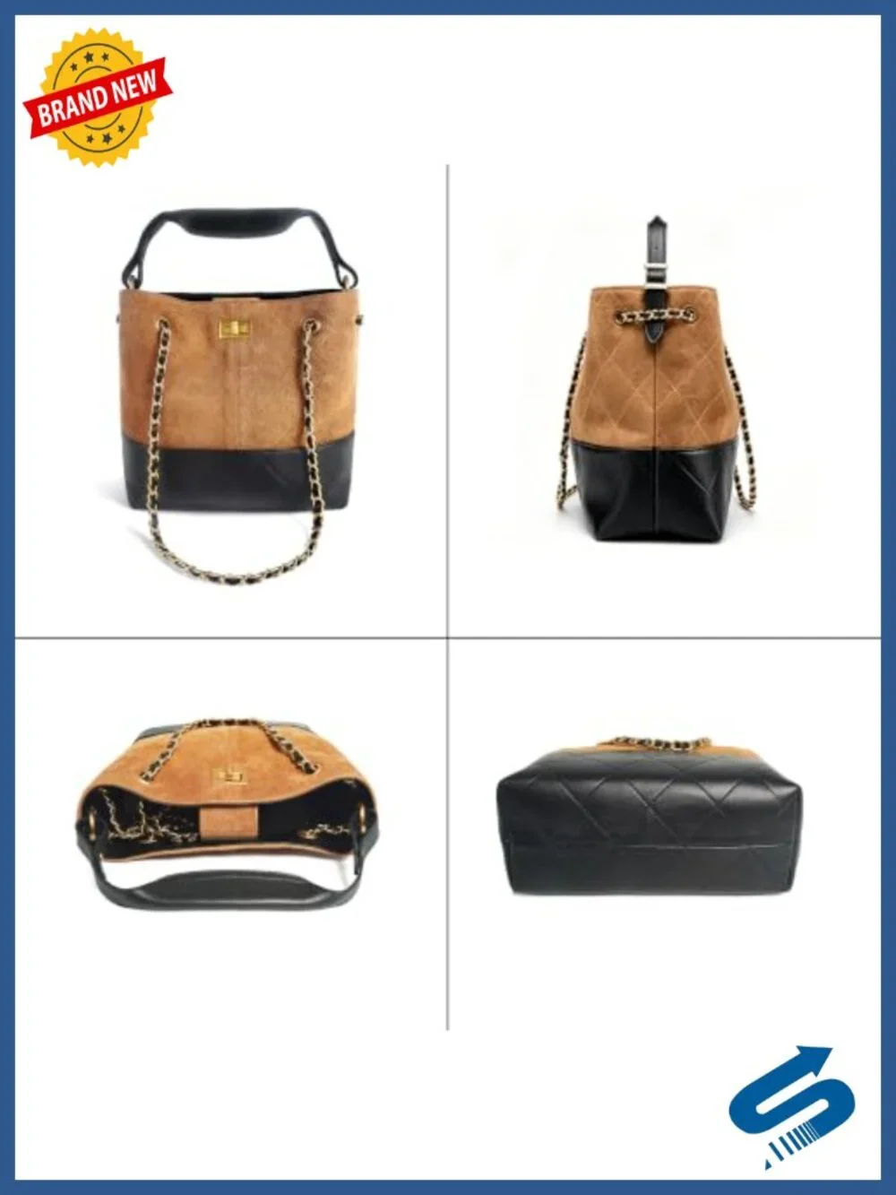 Retro Suede & Quilted Leather Hobo Bag with Sheepskin Strap Cushion